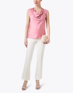 white trousers with satin top
