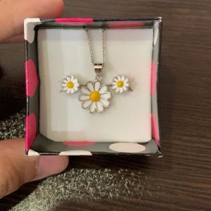 نیم ست نقره زنانه گل بابونه